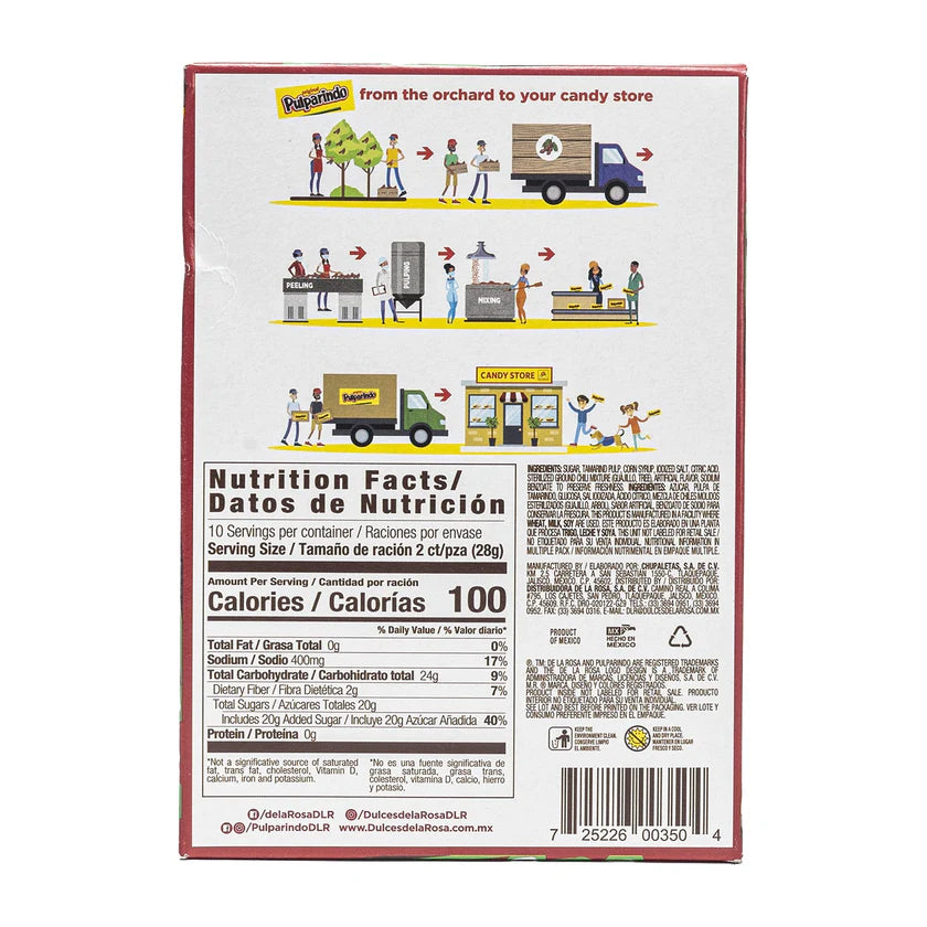 De La Rosa Pulparindo Extra Picante | 20ct, Box