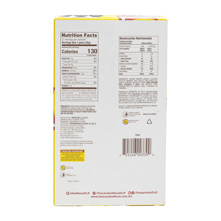 De La Rosa Pulparindo Push Tamarindo | 12ct, Box