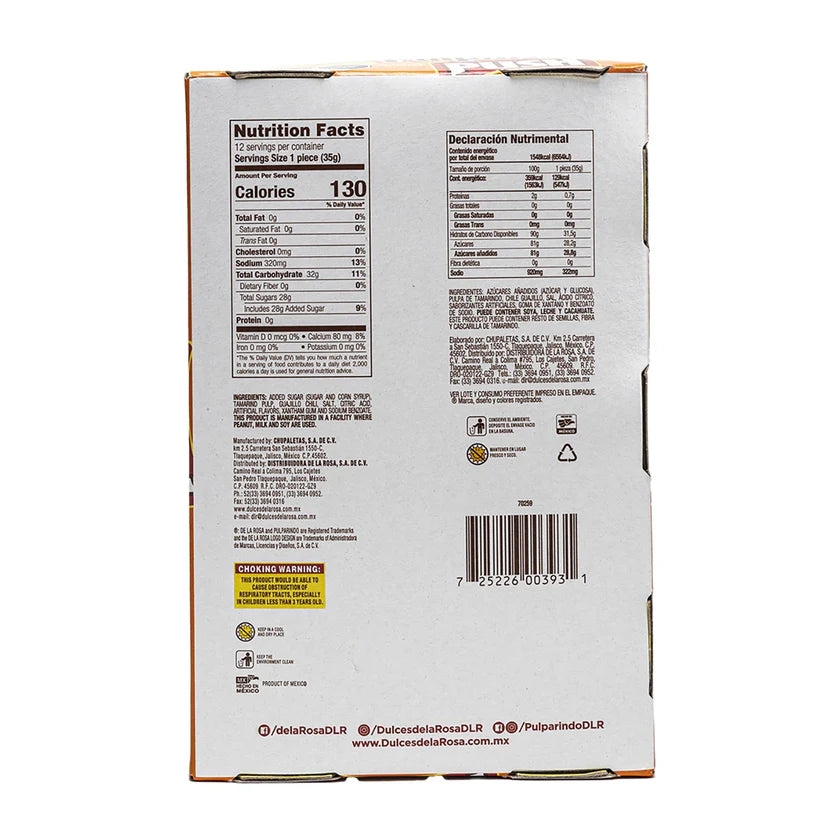 De La Rosa Pulparindo Push Mango | 12ct, Box