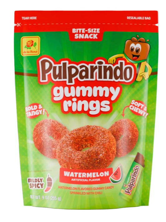 De La Rosa Gummy Rings Watermelon 9oz Bag